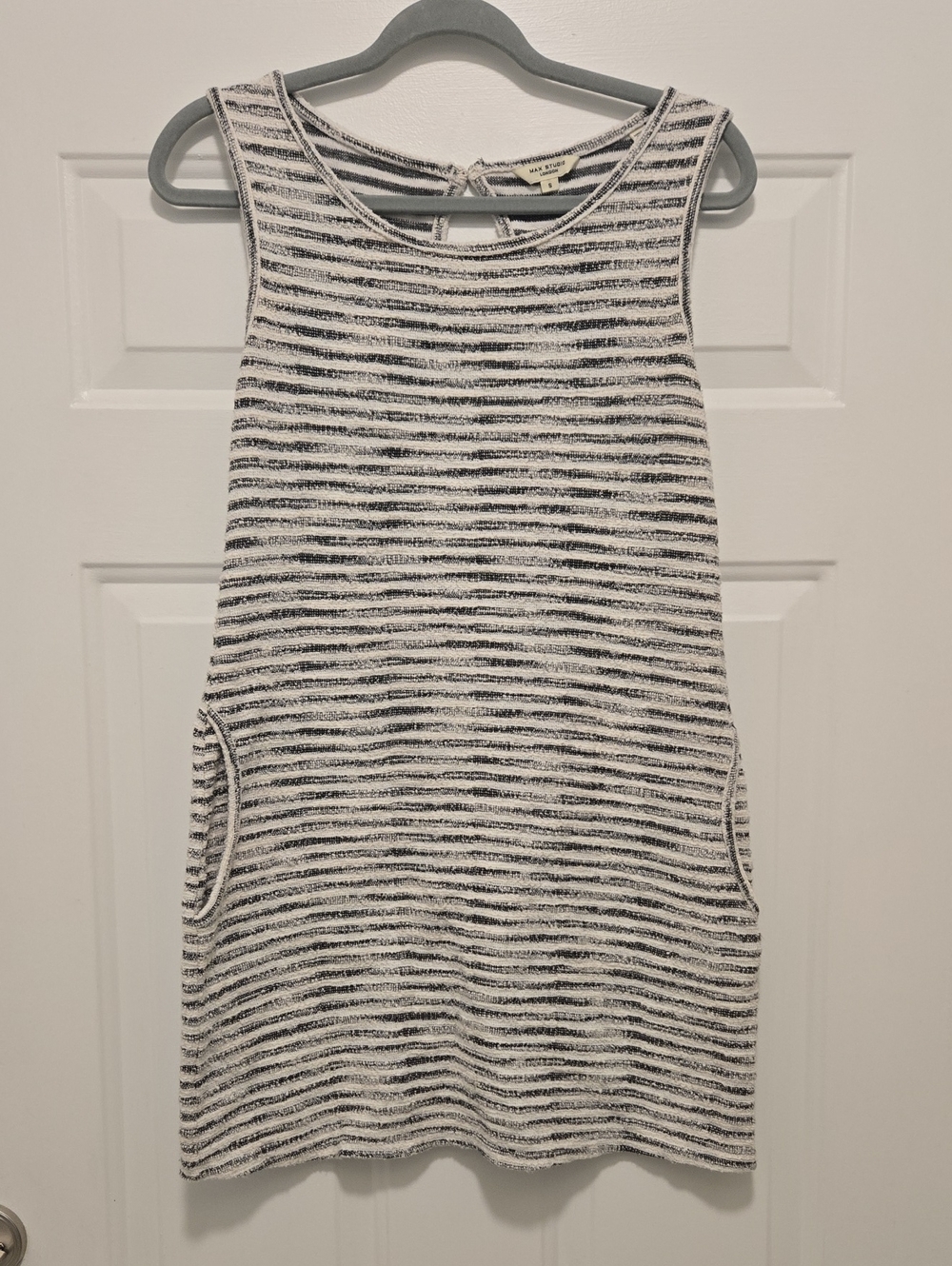 Max Studio Black and White Striped Sleeveless Mini Dress